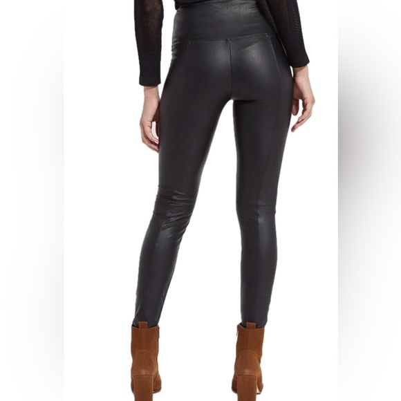 Lysse Black Textured Faux Leather Leggings Control Top S - Picture 5 of 15